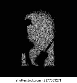 man and guitar  vector sketch illustration, scribble art