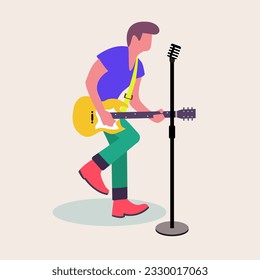 MAN GUITARIST SING FLAT DESIGN