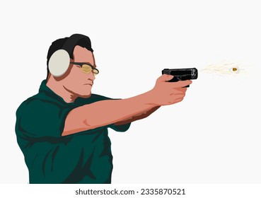un hombre con una pistola en la mano está haciendo ejercicios de tiro