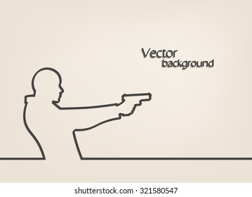 a man with a gun in his hand . flat design . vector background