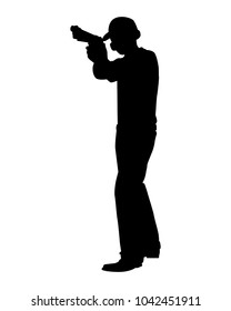 Man with gun silhouette vector