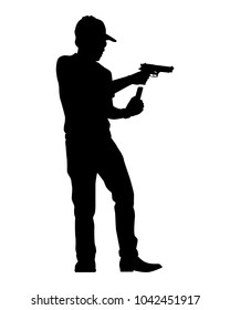 Man with gun silhouette vector