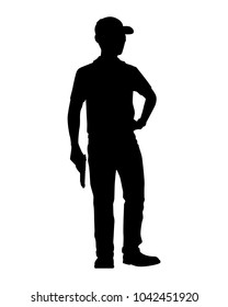 Man with gun silhouette vector