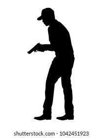 Man with gun silhouette vector
