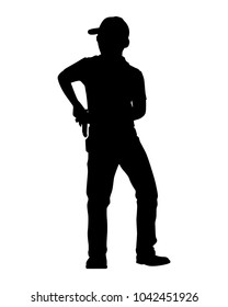 Man with gun silhouette vector