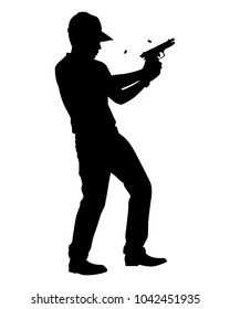 Man with gun silhouette vector