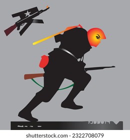 Mann mit Gun-Silhouette und Vektorgrafik 