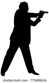 Detective Black Silhouette Man Gun Vector Stock Vector (royalty Free 