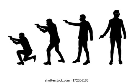 man with gun various poses vector illustration