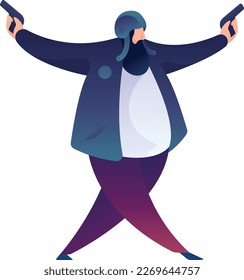 Hombre con pistolas Curva 2 UI Banner EPS vector de iluminación