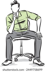 man guy businessman relaxing sitting down office chair vector illustration