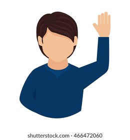 man guy hand up asking question participation  vector graphic isolated and flat illustration