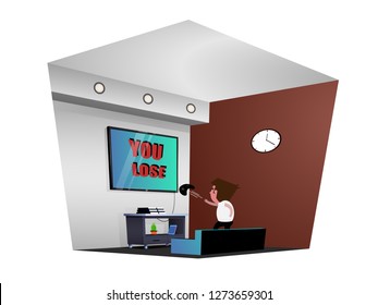 man guy lose game angry and sad want broke tv