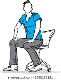 hombre hombre hombre relajante sentado silla de oficina Ilustración vectorial
