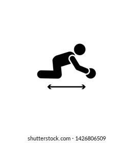 Man gym ball exercise with arrow pictogram