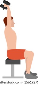 Man in the gym, illustration, vector on white background.