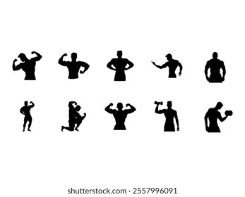 Man Gym Silhouette Element Set