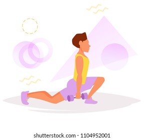 Man in gym Vector. Cartoon. Isolated art on white background. Flat