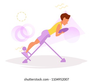 Man in gym Vector. Cartoon. Isolated art on white background. Flat
