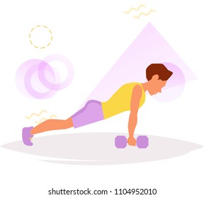 Man in gym Vector. Cartoon. Isolated art on white background. Flat