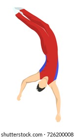 Man at gymnastics. Silhouettes in colorful uniform.