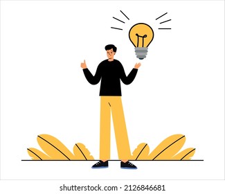 The man had a new idea, an idea in the form of an electric light bulb. The man held up his finger