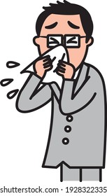 A man with hai fever who bites his nose 