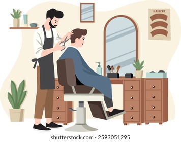 man hair cut barbershop illustration