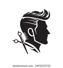 man hair cut silhouette vector image