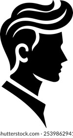 Man Hair Cut Silhouette Vector Illustration, Barber Man Hair Cut salon Silhouette