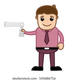 Man with Hair Dryer - Vector Illustration