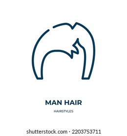 Man hair icon. Linear vector illustration from hairstyles collection. Outline man hair icon vector. Thin line symbol for use on web and mobile apps, logo, print media.