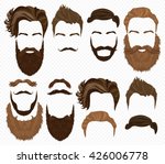 Man hair, mustache, beards collection. Hipster high detailed retro fashion elements. 
