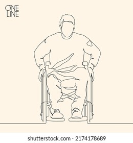 Man in  hair.  person silhouette. Continuous single line