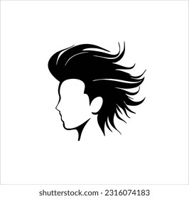 Man hair silhouette vector illustration, salon logo, barbershop logo