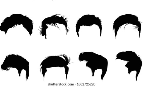 man Hair Style Boy Silhouette vector Art