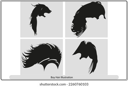 man Hair Style Boy Silhouette vector Art