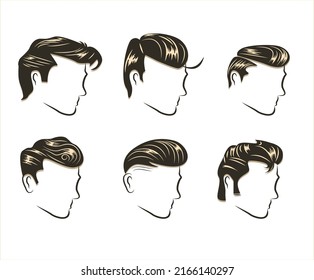 Man hair style in different ways character with white background