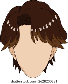 Man Hair Style Front View Vector