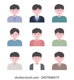 man hair style illustration set character avartar