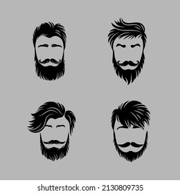 Man Hair Style Shaved Haircut Barber Grooming Different Stylish Variations Vector Set Illustration Hair Mustache Haircut Hipster Silhouette Vector