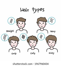 Man hair types cartoon vector infographic illustration