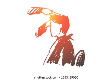 Man, haircut, salon, barber, cut concept. Hand drawn man in barbershop concept sketch. Isolated vector illustration.
