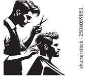 Man haircut silhouette vector image