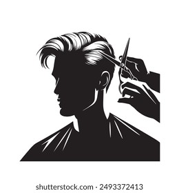 Man haircut silhouette vector image 