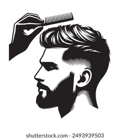 Man haircut silhouette vector image 