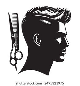 Man haircut silhouette vector image