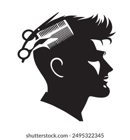 Man haircut silhouette vector image 