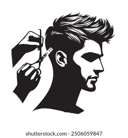 Man haircut silhouette vector image