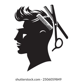 Man haircut silhouette vector image